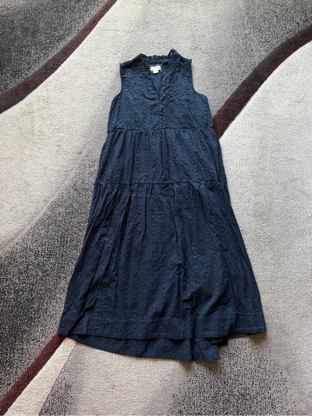 Maeve Anthropologie Navy Tiered Marya Embroidered Polka Dot Dress